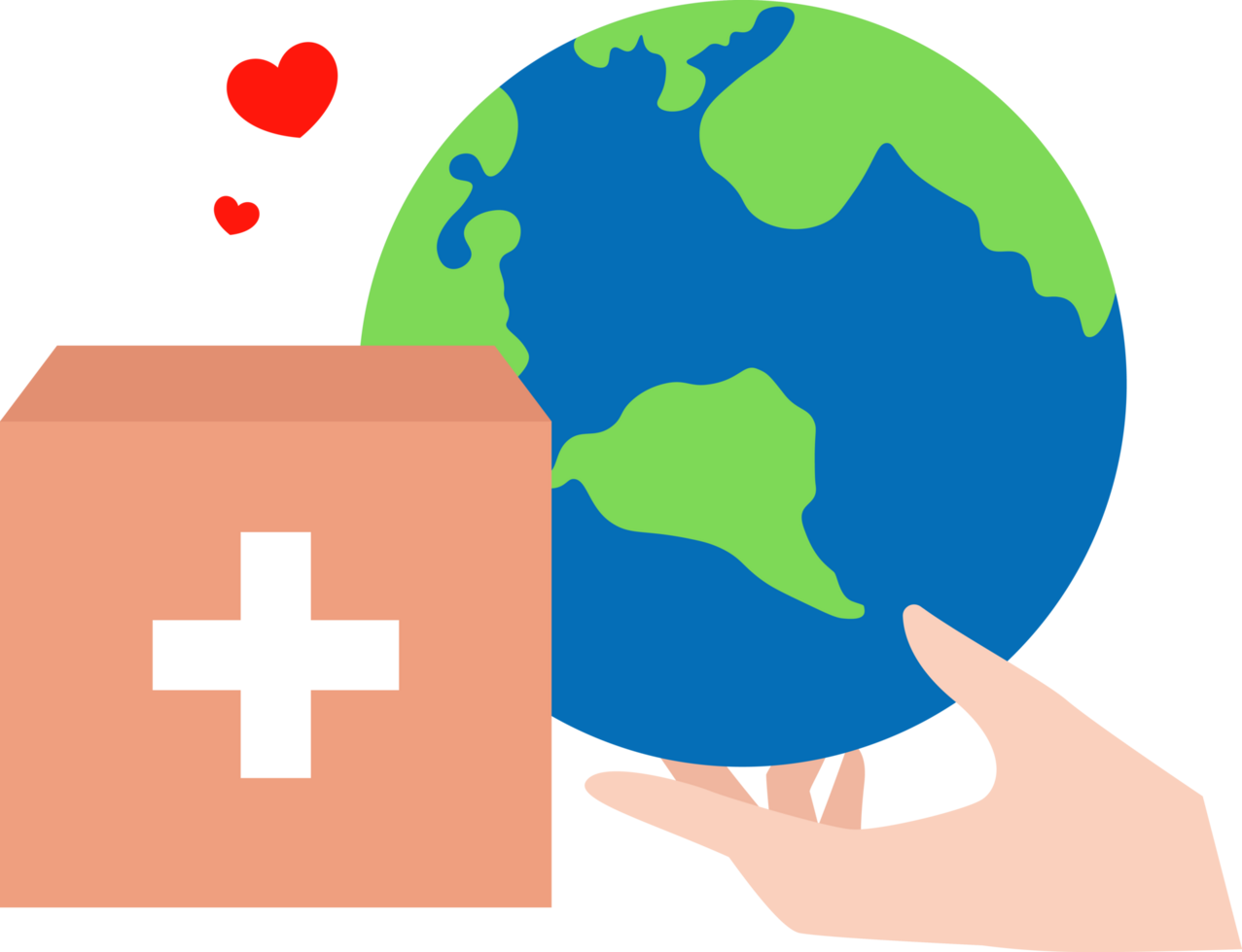 World Humanitarian Day Hands Holding Earth with First Aid Cross png