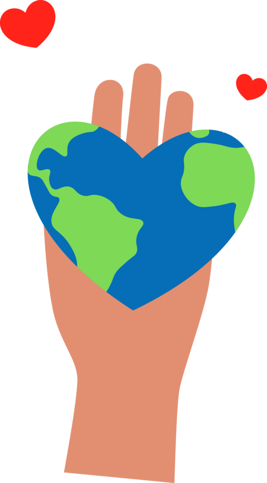 World Humanitarian Day Earth Globe with Red Heart and Hands png