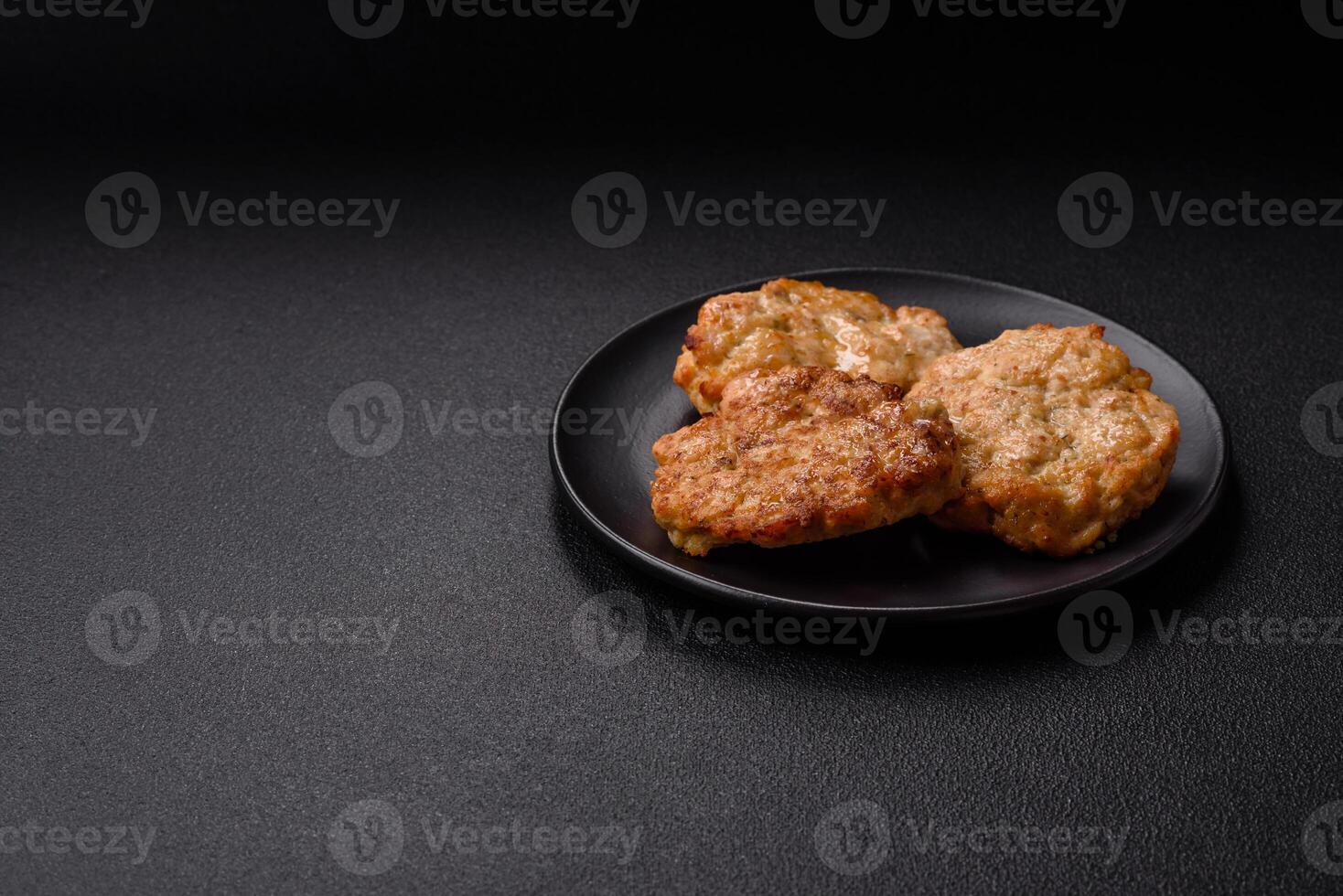 Delicious fried pork or chicken chops breaded with salt and spices photo