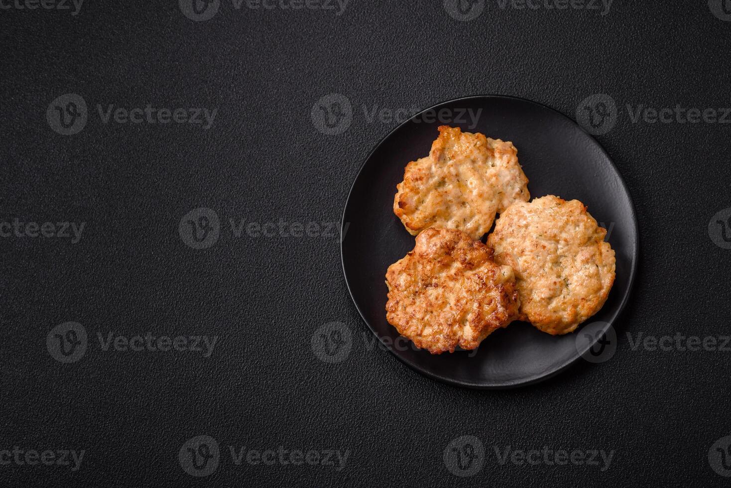 Delicious fried pork or chicken chops breaded with salt and spices photo
