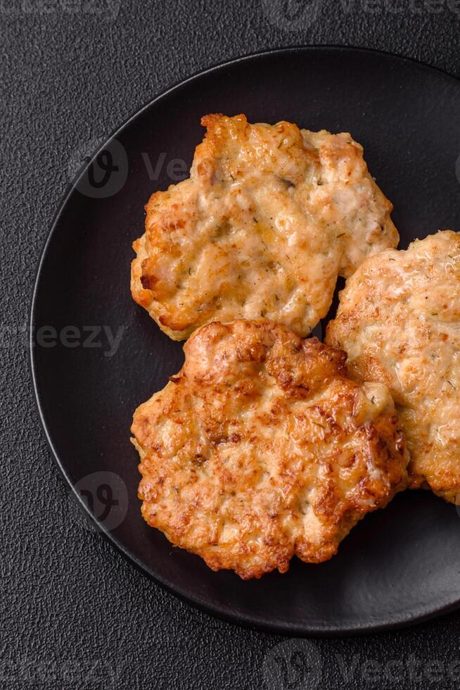 Delicious fried pork or chicken chops breaded with salt and spices photo