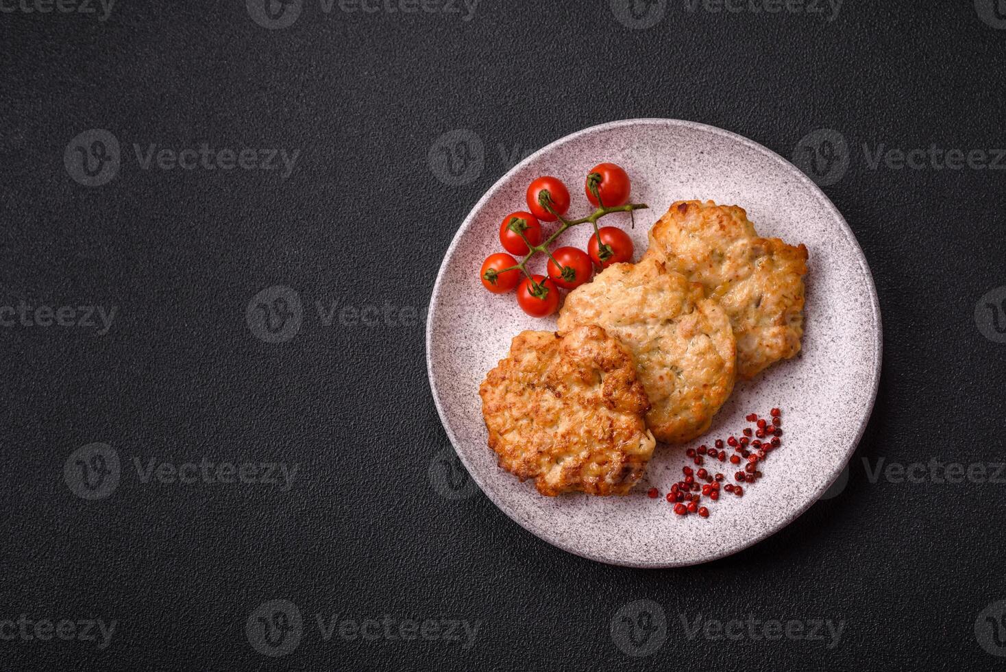 Delicious fried pork or chicken chops breaded with salt and spices photo