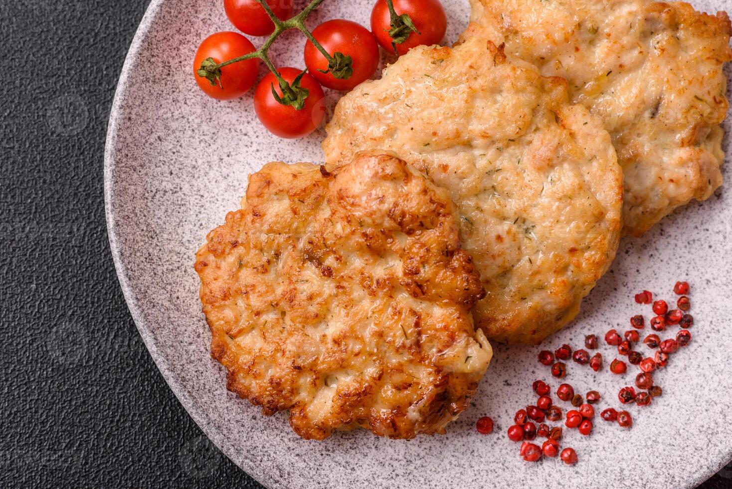 Delicious fried pork or chicken chops breaded with salt and spices photo