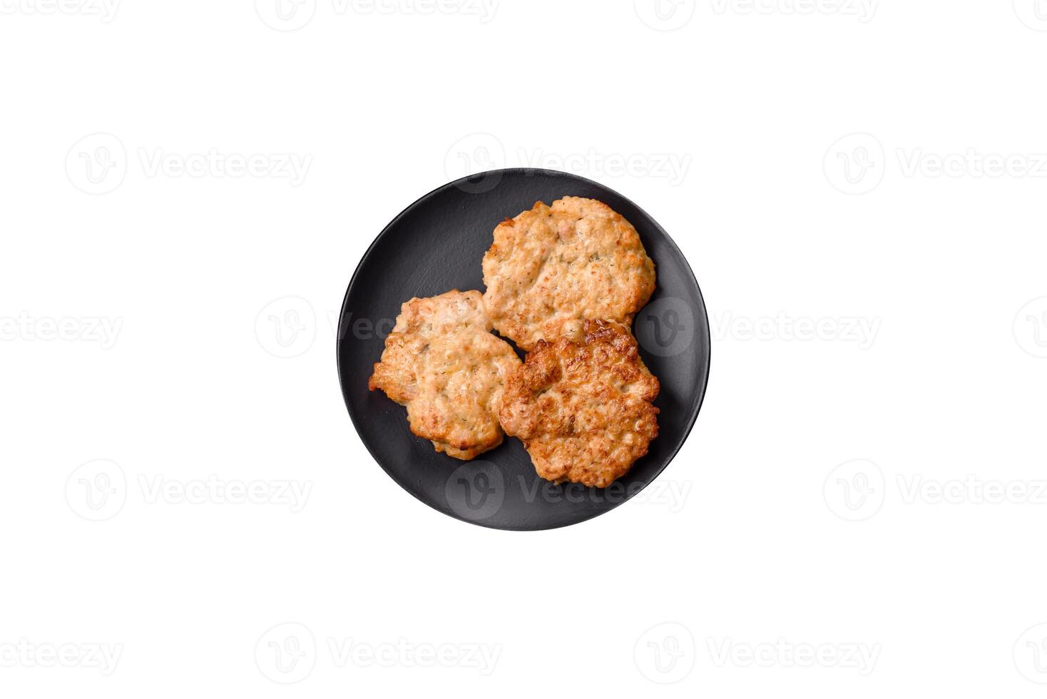 Delicious fried pork or chicken chops breaded with salt and spices photo
