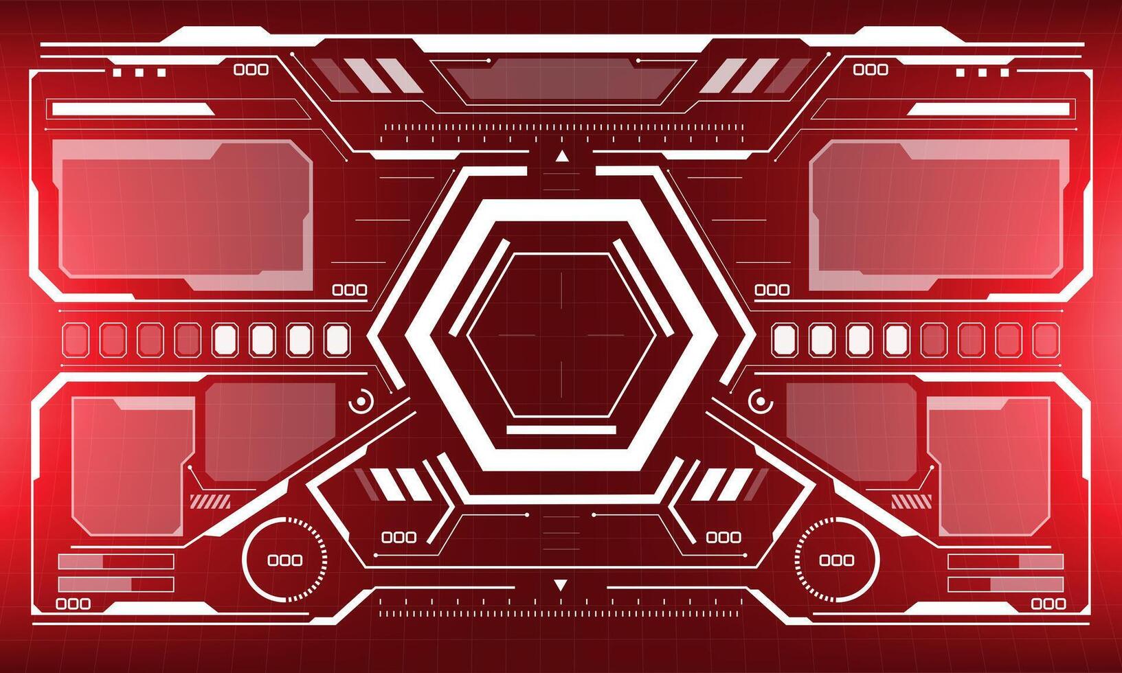 HUD white sci-fi interface screen view black geometric design virtual reality futuristic technology creative display on red vector