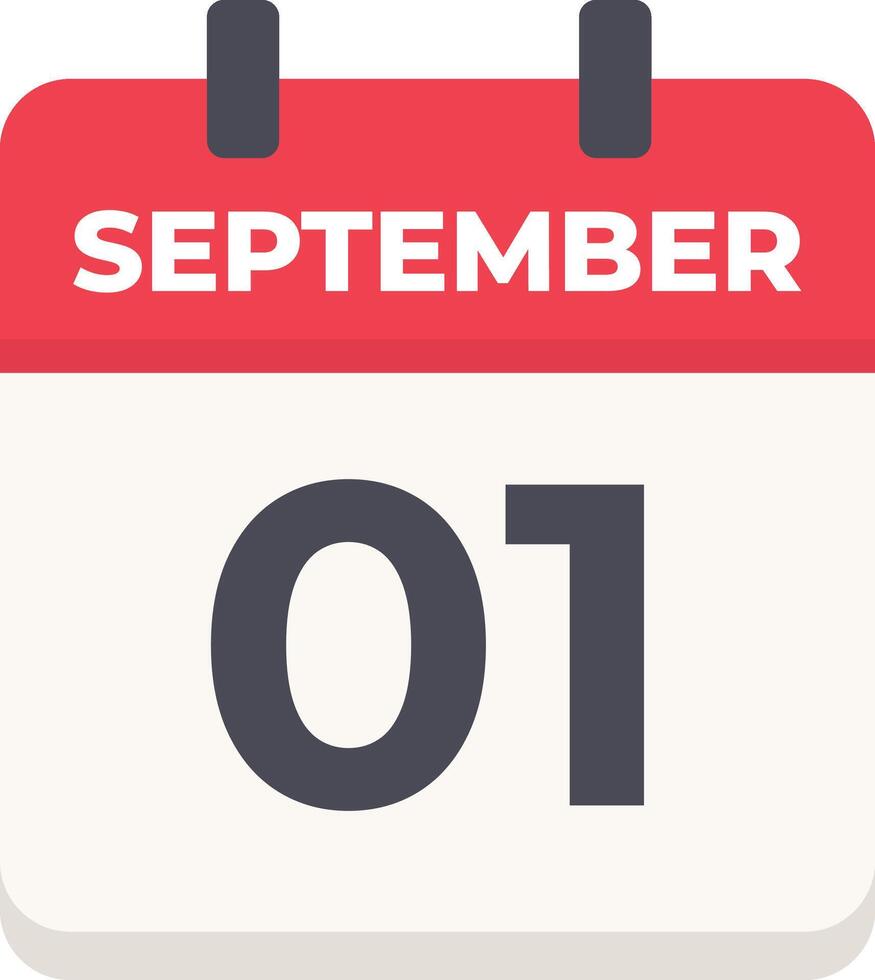 September 01 - Daily Calendar Icon in flat design style vector