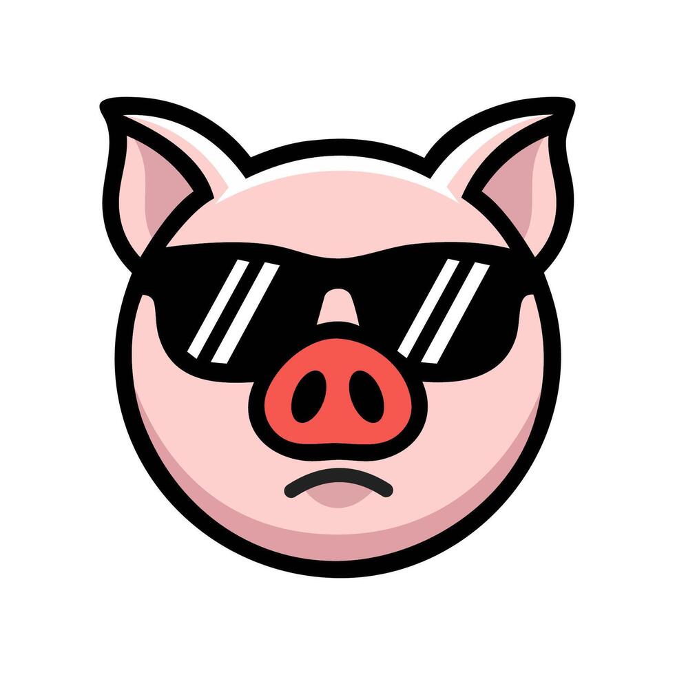 Illustration Cute Pig Head Mascot Design vector