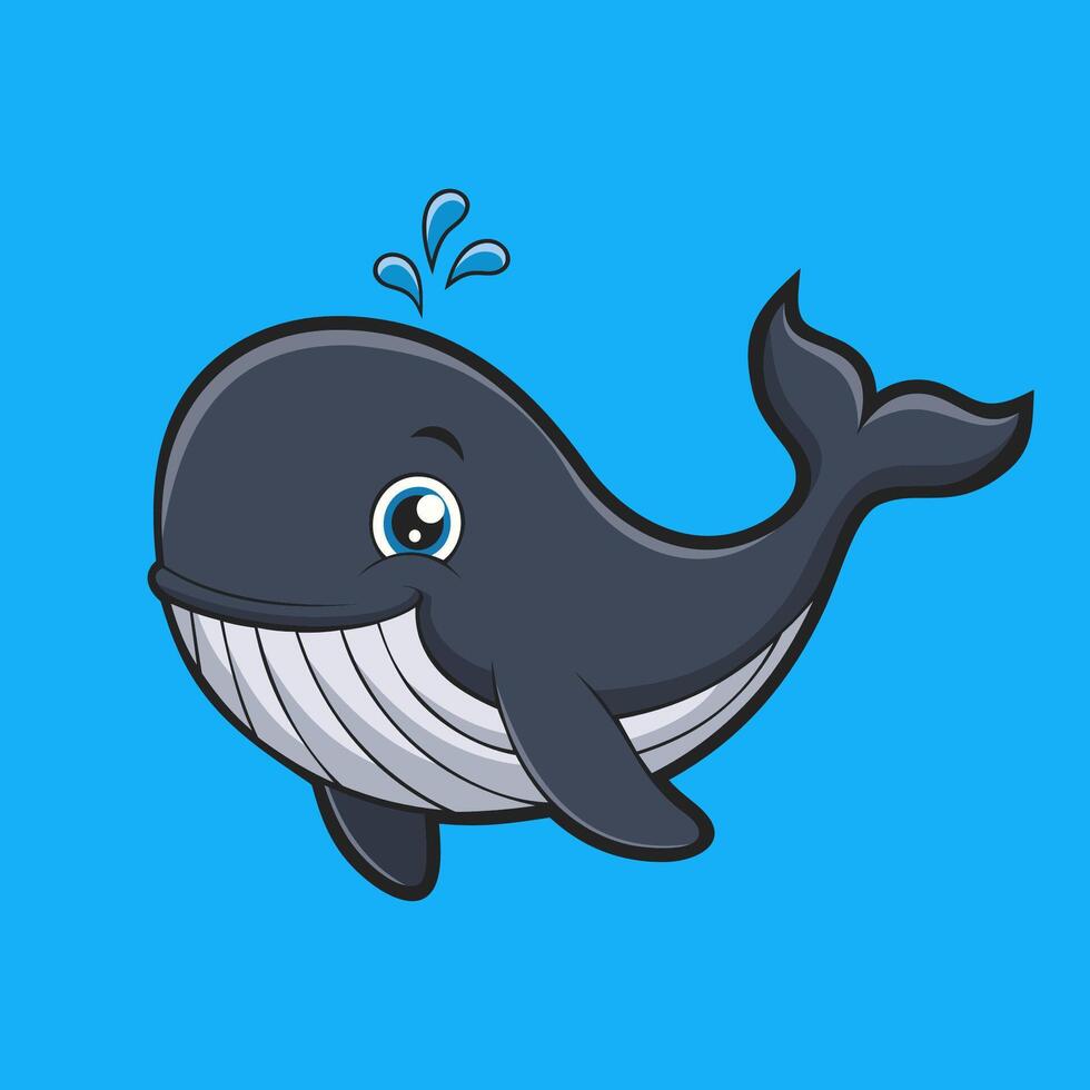 Cute Whale Cartoon Icon Illustration. vector