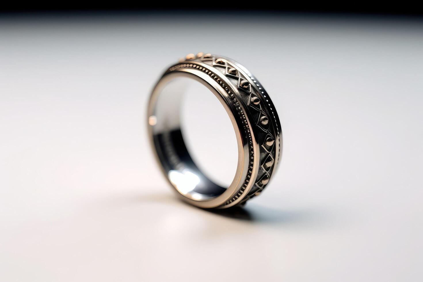 A wedding ring with a floral design on it photo