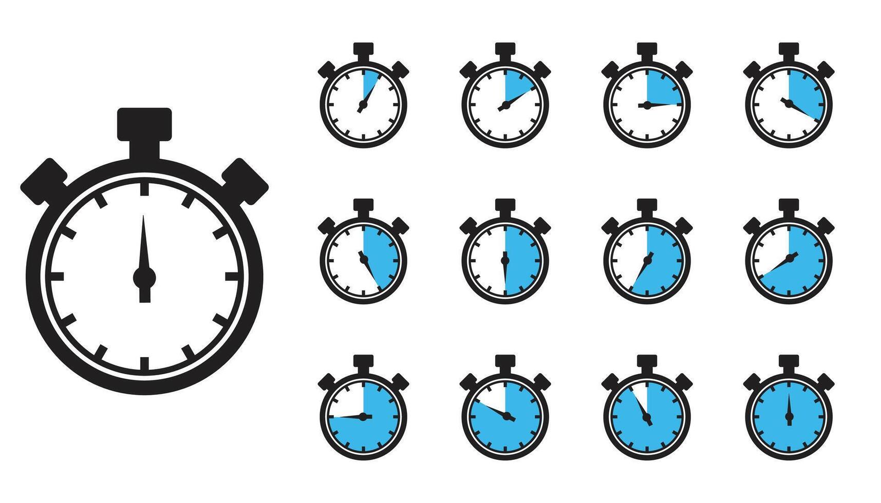Set of Timer icons. Timer and stopwatch icons. Countdown timer collection. Clock arrow. vector
