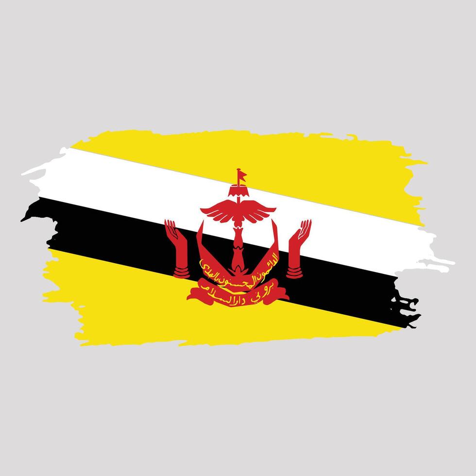 Brush painted national emblem of Brunei country on white background vector
