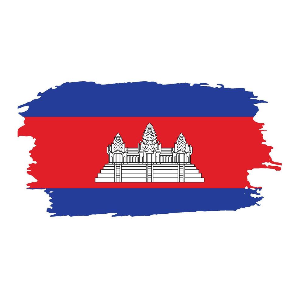 Brush painted national emblem of Cambodia country on white background vector