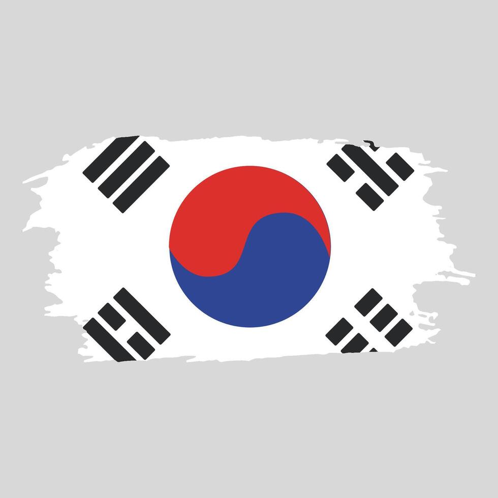 Brush painted national emblem of South Korea country on white background vector