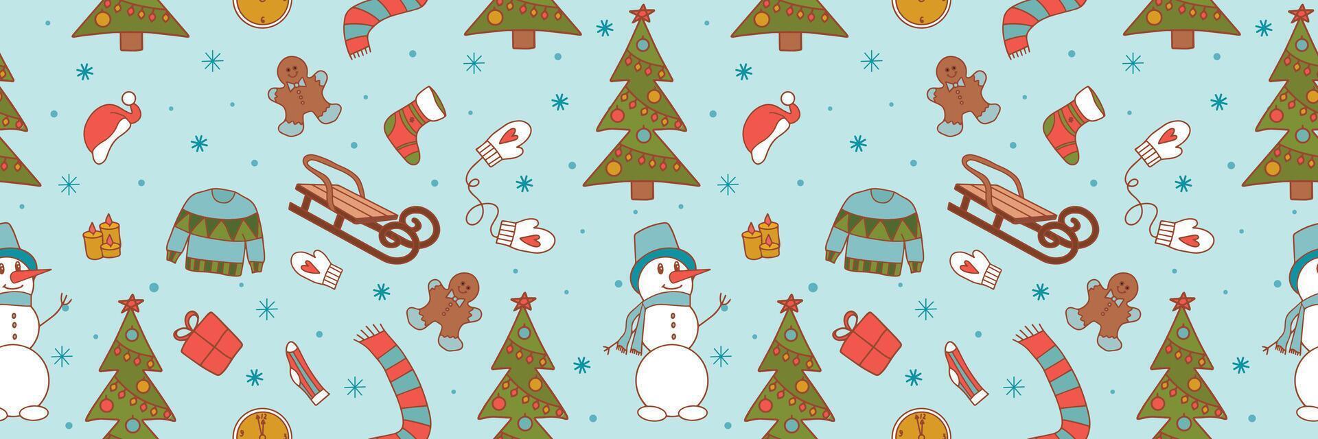 Seamless pattern of New Year elements. illustration. vector