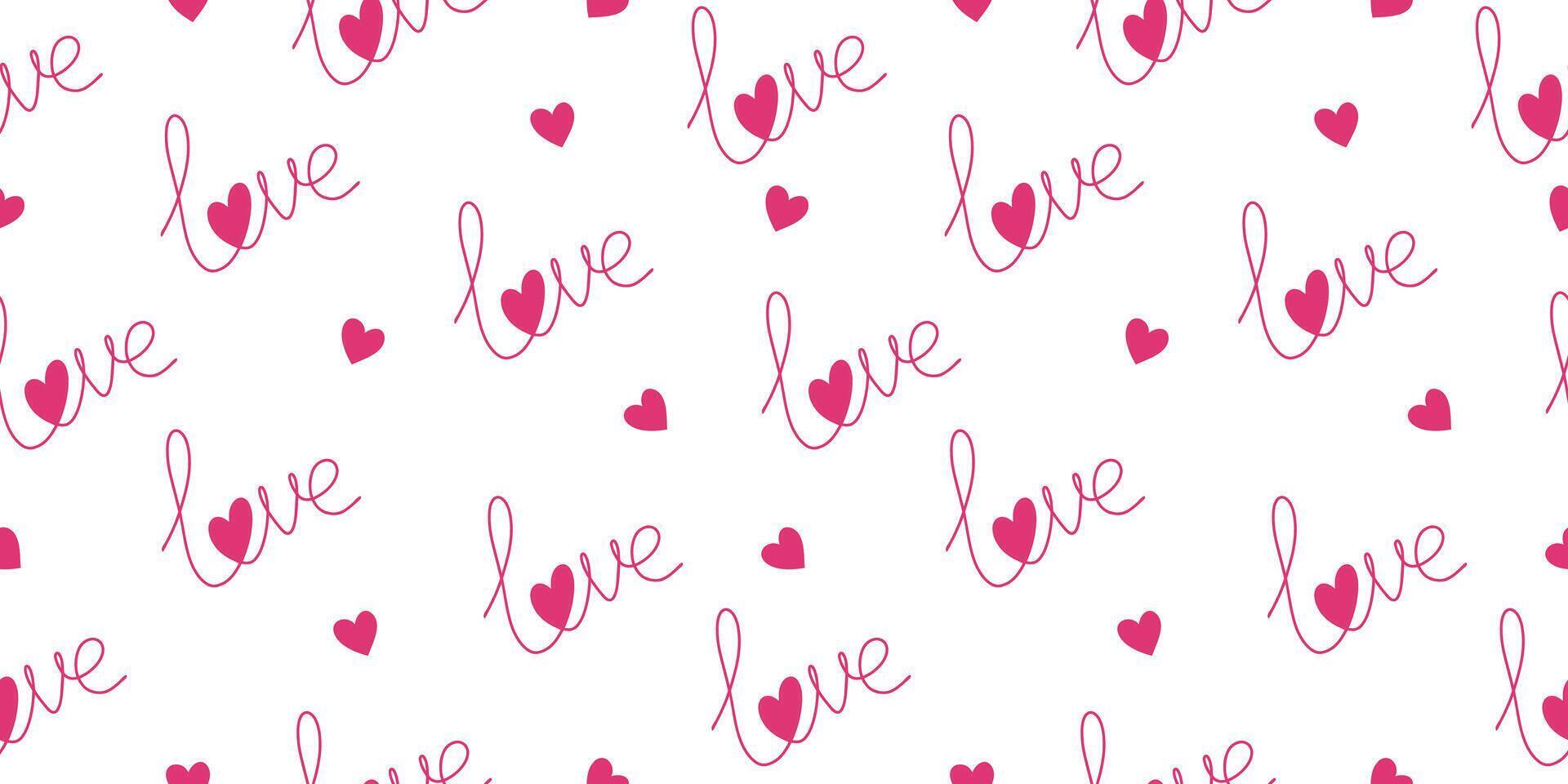 Seamless pattern with the inscription love. Fashionable minimalist illustration. Drawing in one line vector