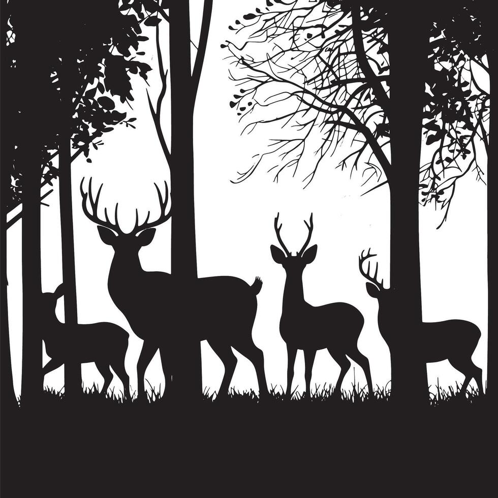 Deer silhouette set vector