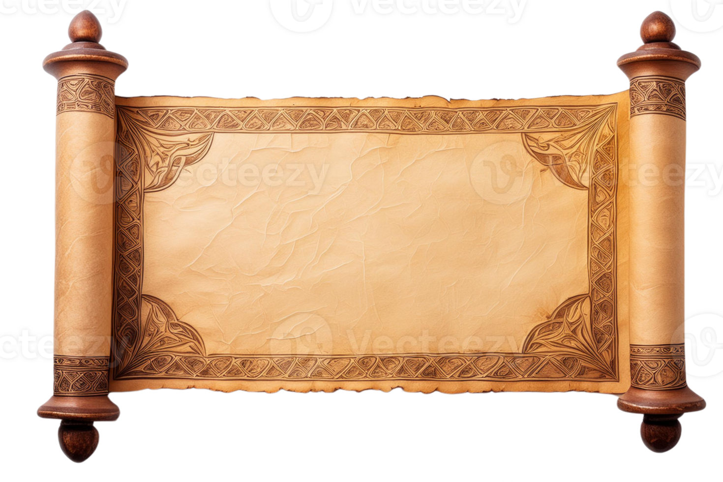 Old paper scroll isolate on transparent background. png