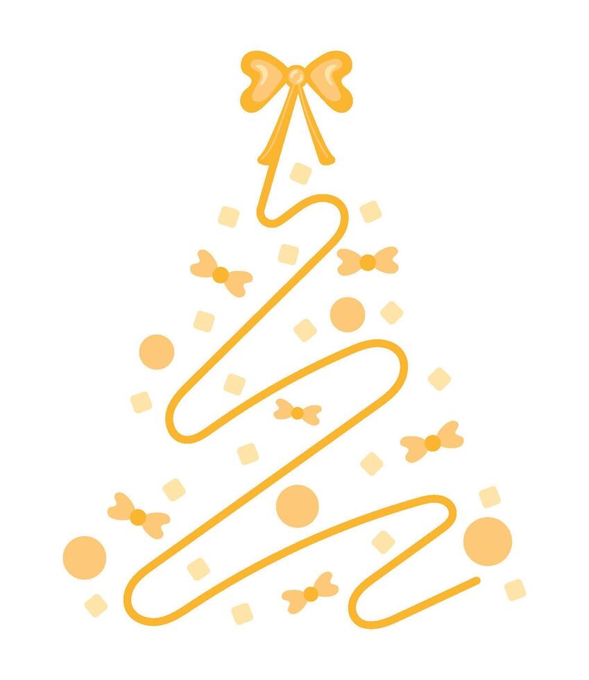 Christmas tree with bow and ribbon vector