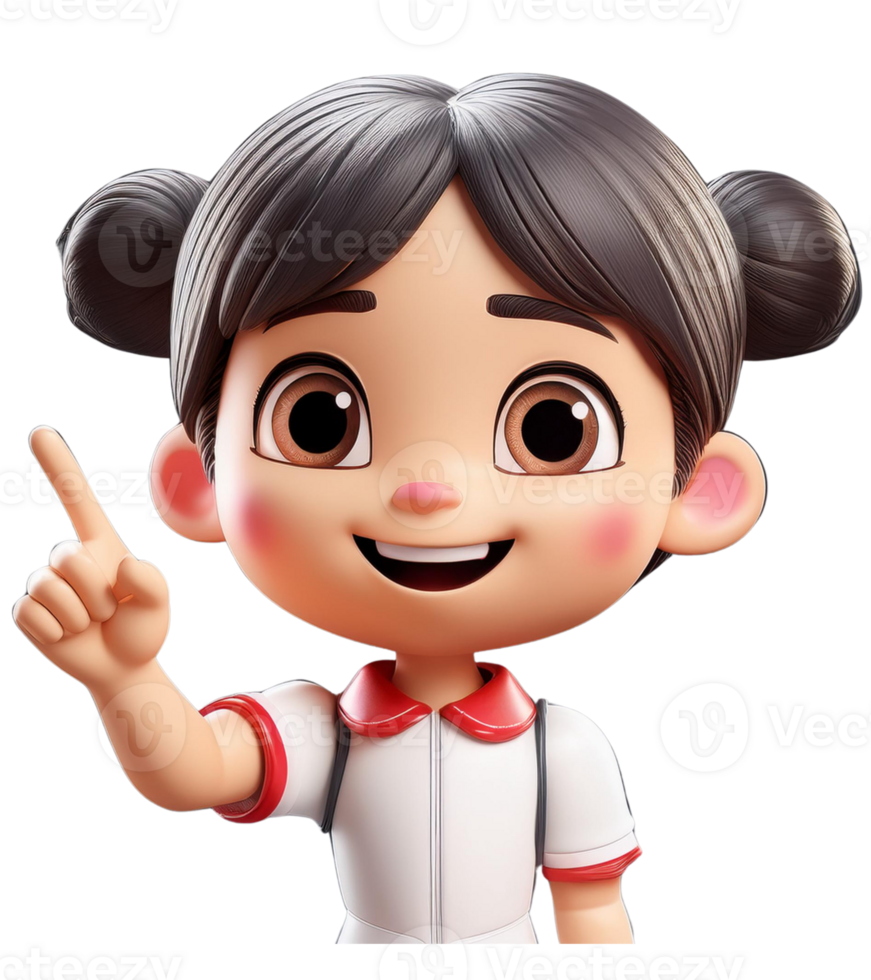 3D animation of child isolate on transparent background. png