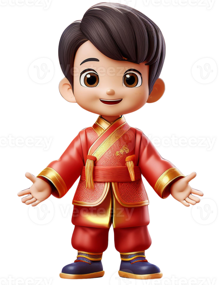 A boy in tranditional costume isolate on transparent background. png