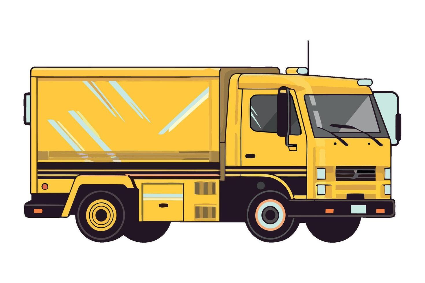 A yellow truck on a white background vector