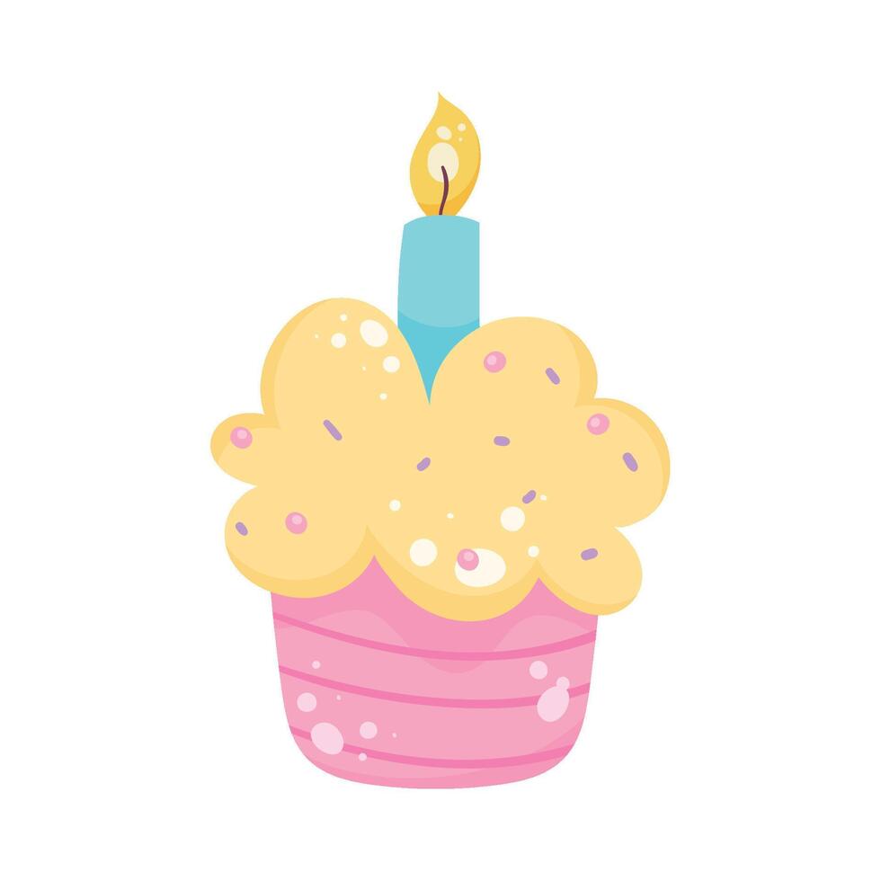 A cupcake with a candle on top vector