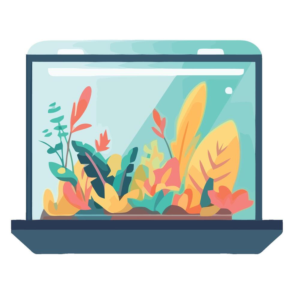 Fish tank with plants and plants in it vector