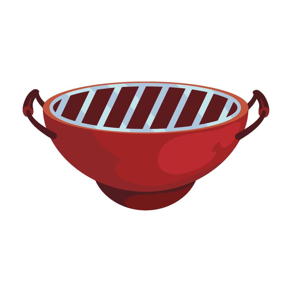 A red bowl with a grill on it vector