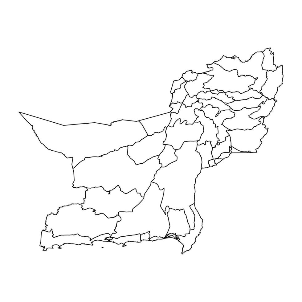 Balochistan map with districts. illustration. vector