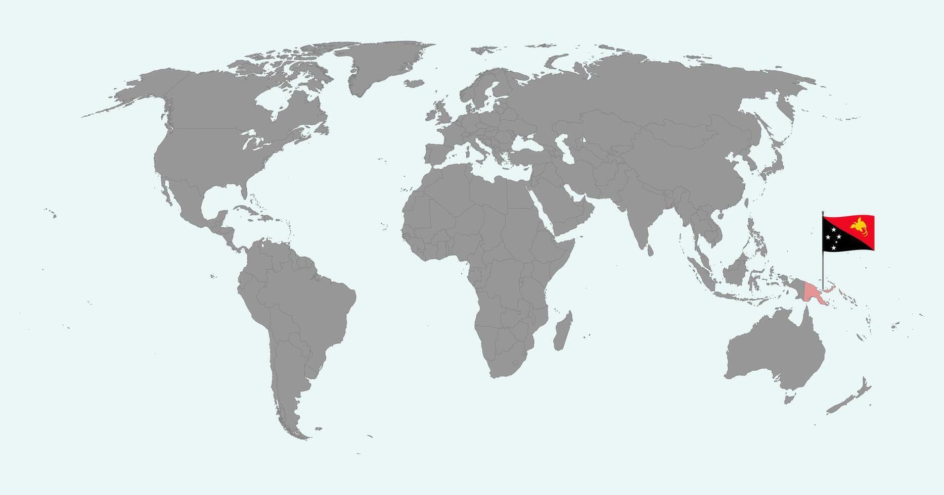Pin map with Papua New Guinea flag on world map. illustration. vector