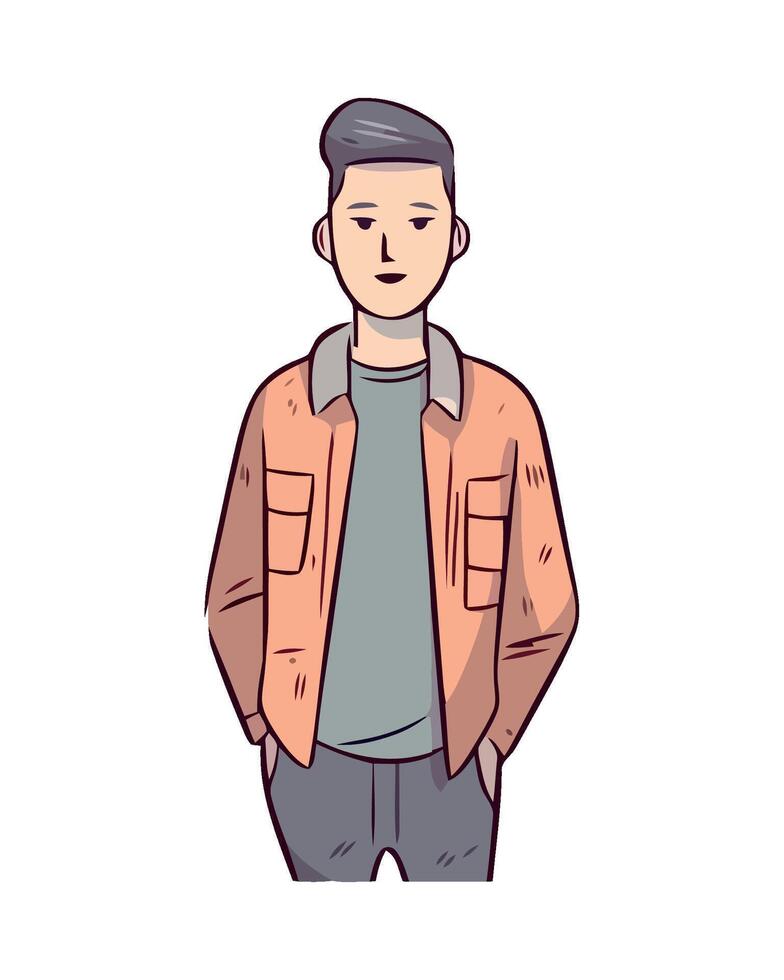 A cartoon man in a jacket and jeans vector