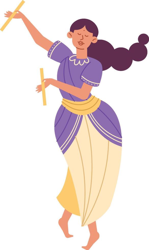 Indian woman dancing with a stick vector