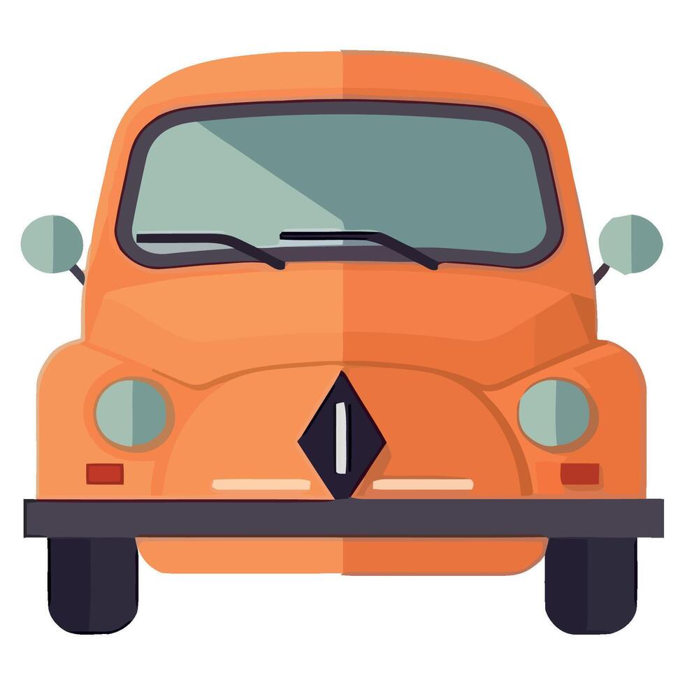 An orange car with a black hood on a white background vector