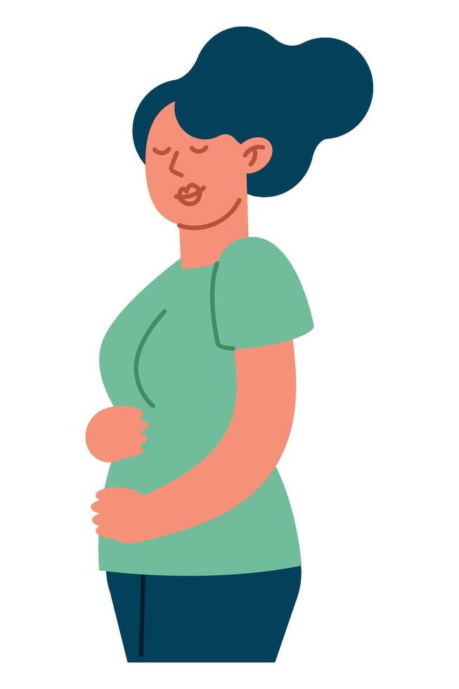 Illustration of a woman with stomach pain vector