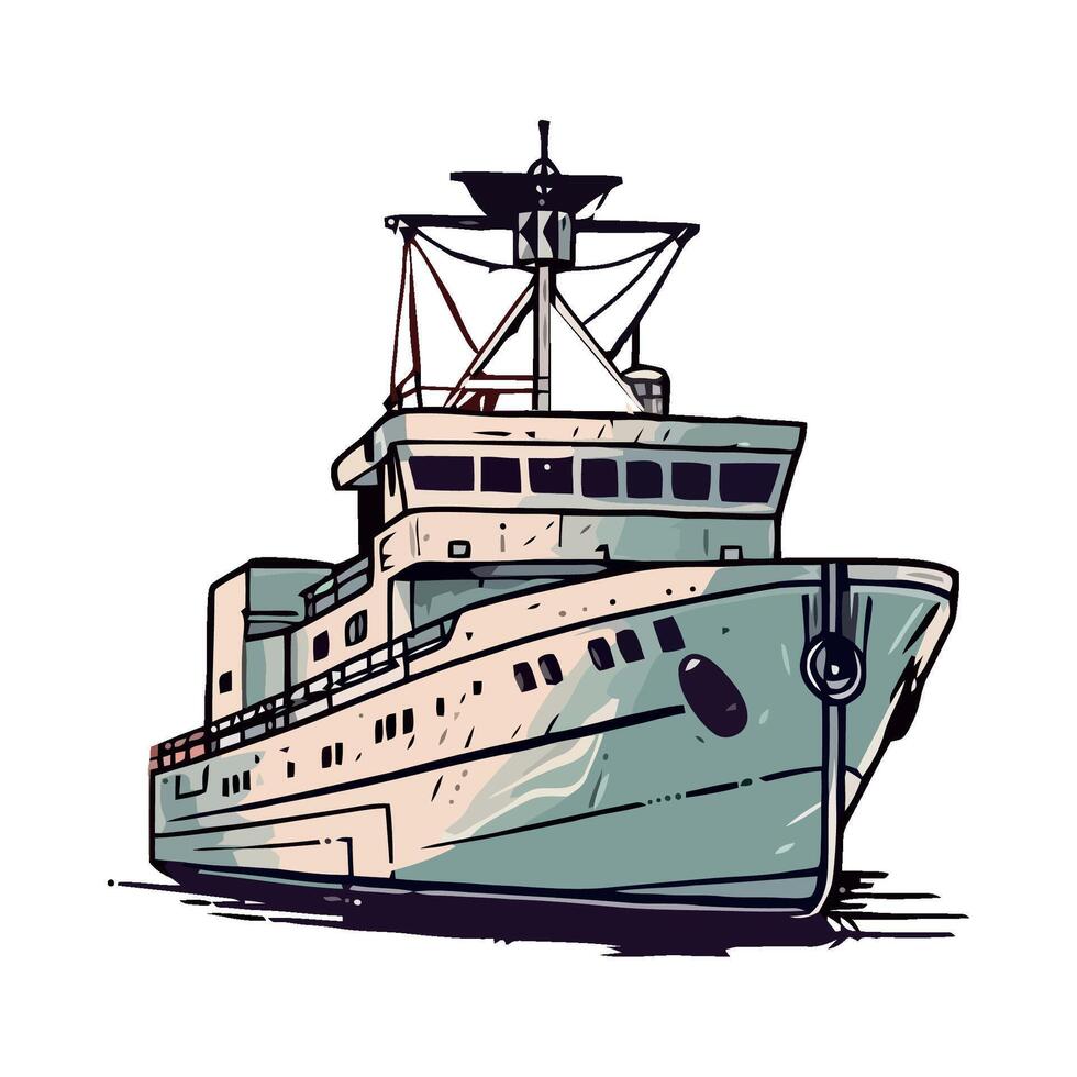 A drawing of a boat on a white background vector