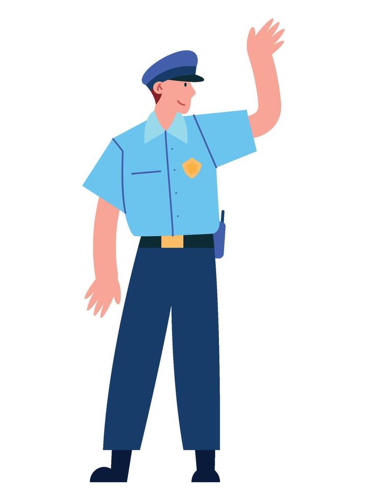 A cartoon police officer waving vector