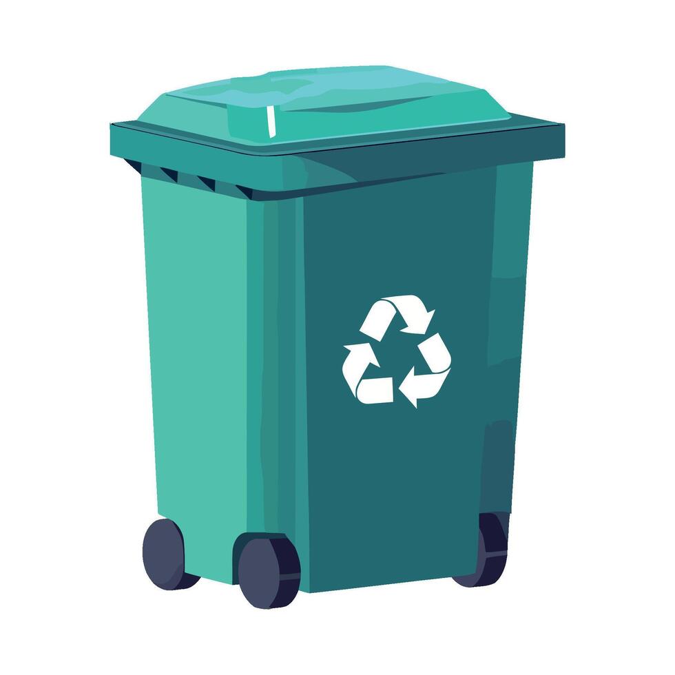 A green trash can with a recycling symbol on it vector