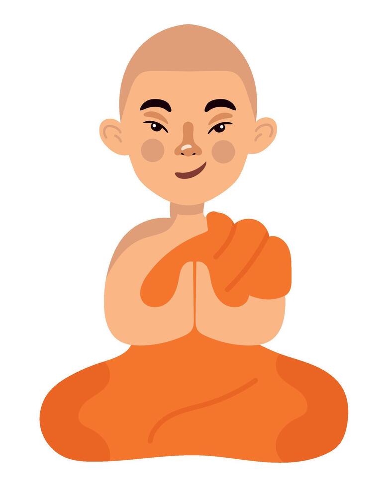 A cartoon monk sitting in the lotus position vector