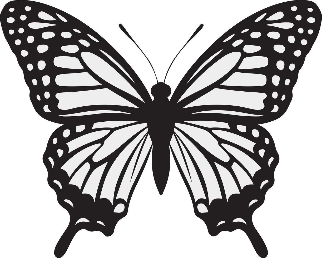 Clean Butterfly Silhouette with Defined Features for Art, black and white butterfly, butterfly on white background vector