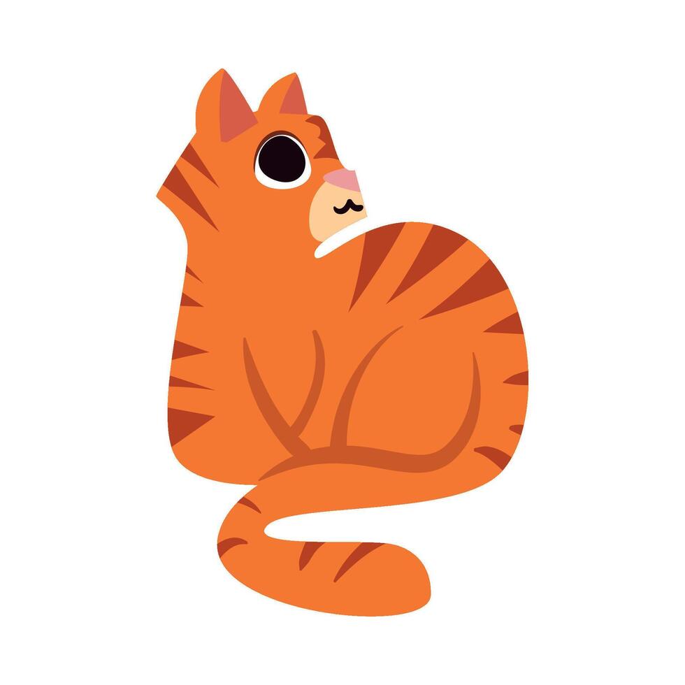An orange cat with big eyes sitting down vector