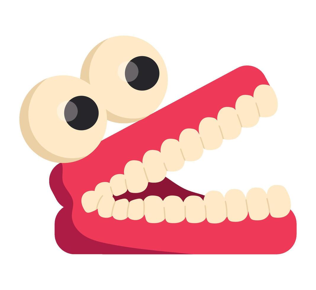 A cartoon mouth with two eyes and a tooth vector