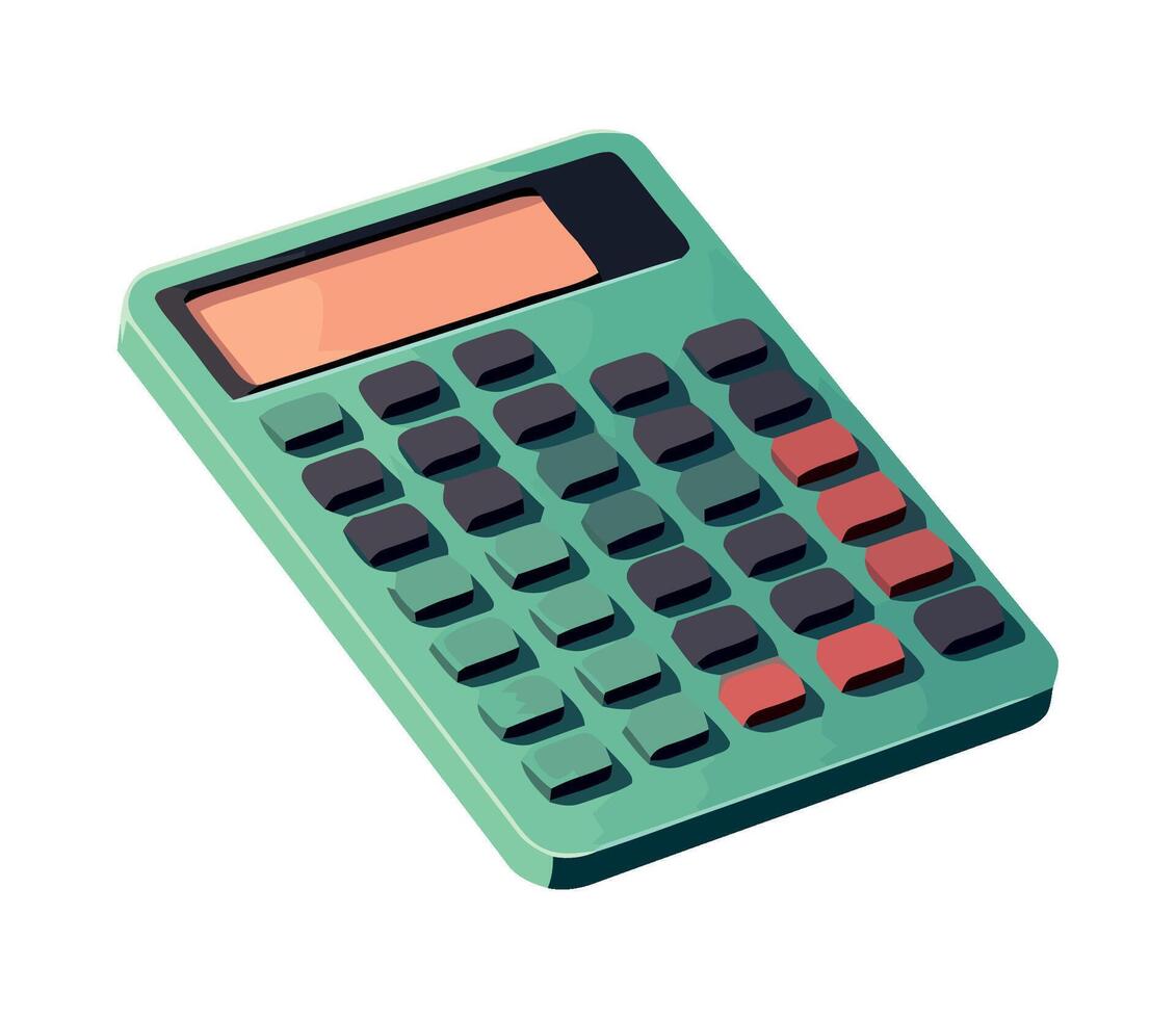 A green calculator on a white background vector