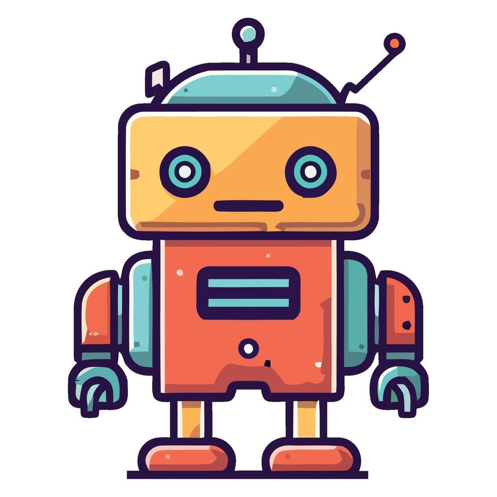 A cartoon robot with a blue and orange color scheme vector