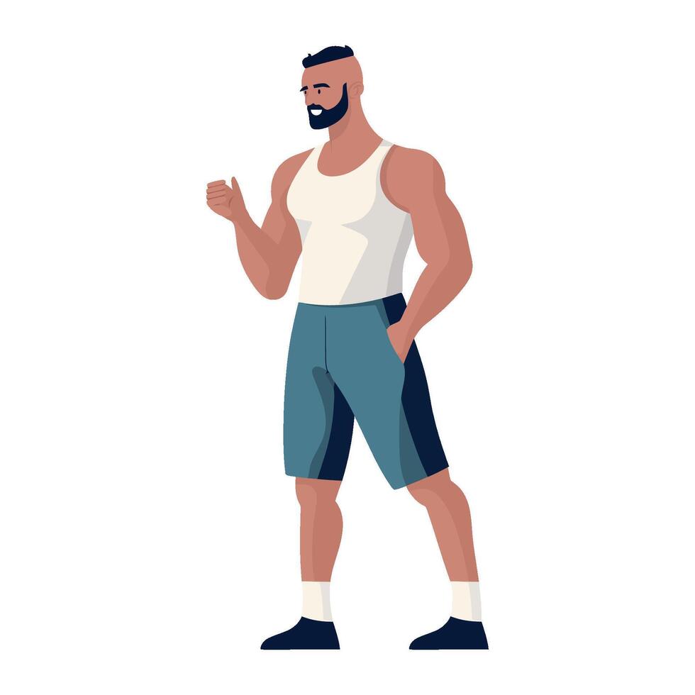 A man in shorts and a tank top is standing vector