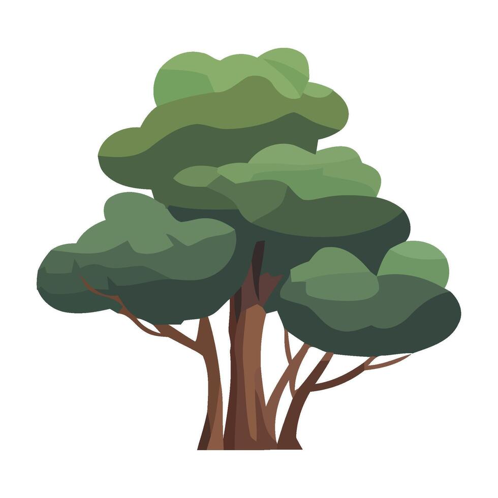 A cartoon tree with green leaves on a white background vector
