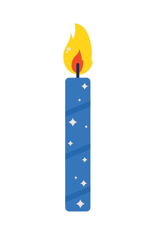 A blue candle with a yellow flame on top vector