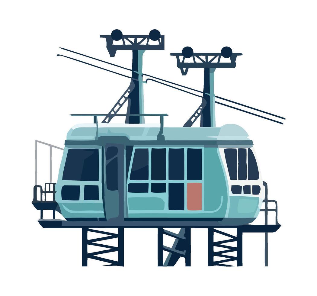A blue cable car on a white background vector