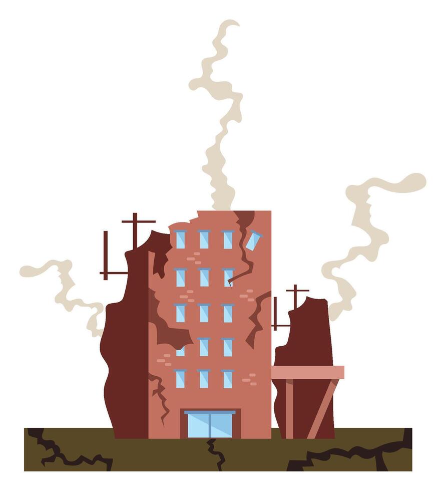A cartoon building with smoke coming out of it vector