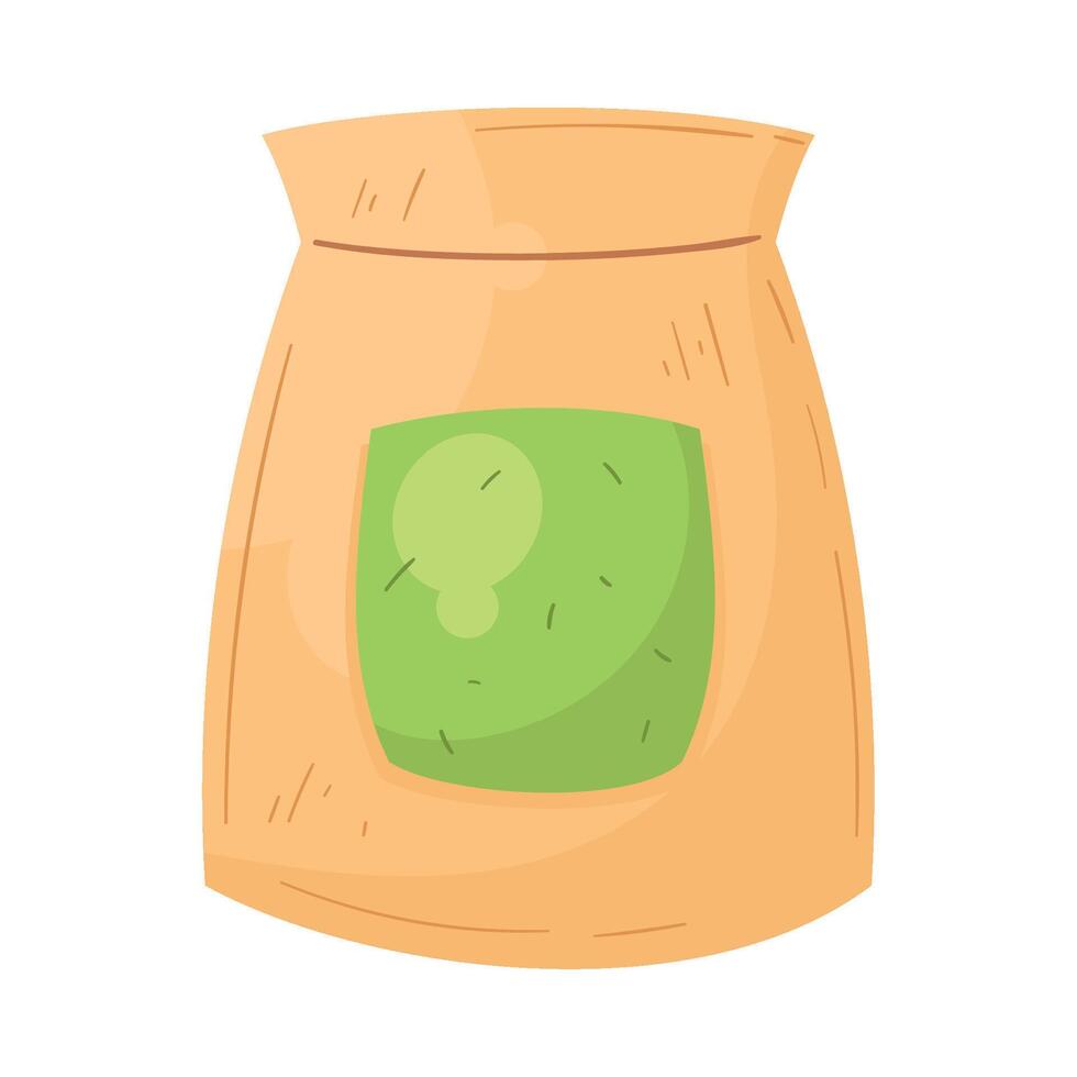 A bag of green tea with a green lid vector