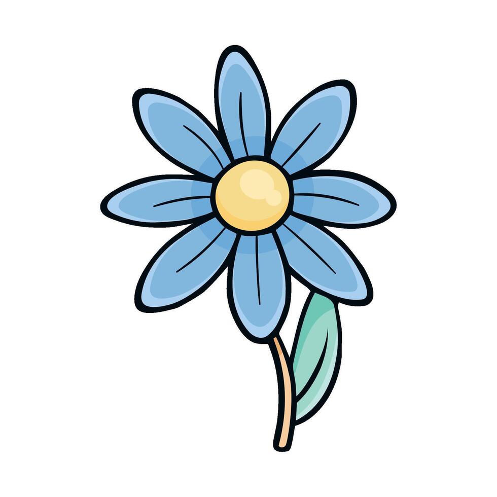 A blue flower with yellow center on a white background vector